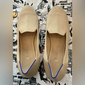 Rothy's Tan Loafers with Blue Detail size 9